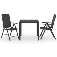 vidaXL 3 Piece Garden Dining Set Black, Black