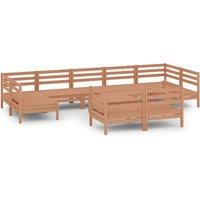 vidaXL 10 Piece Garden Lounge Set Honey Brown Solid Wood Pine, Brown