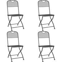 vidaXL Folding Garden Chairs 4 pcs Expanded Metal Mesh Anthracite, Grey