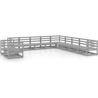 vidaXL 11 Piece Garden Lounge Set Grey Solid Pinewood, Grey