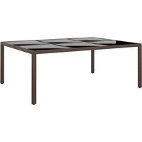 vidaXL Garden Table with Glass Top Brown 200x150x75 cm Rattan, Brown