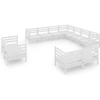 vidaXL 11 Piece Garden Lounge Set Solid Wood Pine White, White
