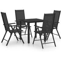 vidaXL 5 Piece Garden Dining Set Aluminium Black, Black