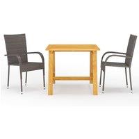 vidaXL 3 Piece Garden Dining Set Brown, Brown