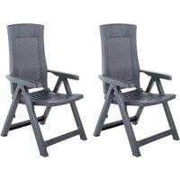 vidaXL Garden Reclining Chairs 2 pcs Plastic Anthracite, Grey