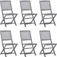 vidaXL Folding Outdoor Chairs 6 pcs Solid Acacia Wood, Grey