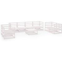 vidaXL 9 Piece Garden Lounge Set White Solid Pinewood, White