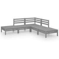 vidaXL 5 Piece Garden Lounge Set Solid Pinewood Grey, Grey