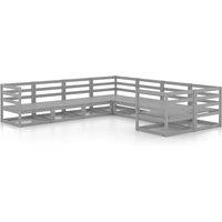 vidaXL 8 Piece Garden Lounge Set Solid Pinewood, Grey