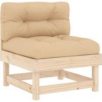 vidaXL Middle Sofa with Cushions Solid Wood Pine, Brown