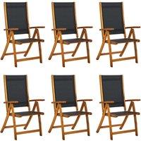 vidaXL Folding Garden Chairs 6 pcs Solid Wood Acacia and Textilene, Brown
