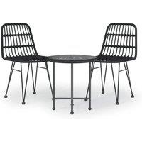 vidaXL 3 Piece Garden Dining Set Black Poly Rattan, Black