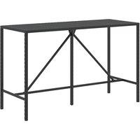 vidaXL Bar Table with Glass Top Black 180x70x110 cm Poly Rattan, Black