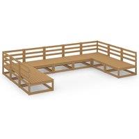 vidaXL 9 Piece Garden Lounge Set Solid Pinewood, Brown
