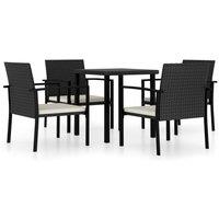 vidaXL 5 Piece Outdoor Dining Set Poly Rattan Black, Black