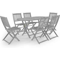 vidaXL 7 Piece Garden Dining Set Solid Acacia Wood Grey, Grey