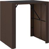 vidaXL Bar Table with Glass Top Brown 105x80x110 cm Poly Rattan, Brown