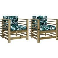 vidaXL Garden Chairs with Cushions 2 pcs Impregnated Wood Pine, Brown