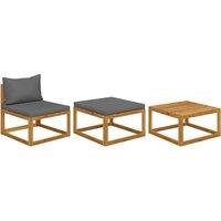 vidaXL 3 Piece Garden Lounge Set with Cushions Solid Wood Acacia, Grey