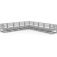 vidaXL 9 Piece Garden Lounge Set Grey Solid Pinewood, Grey