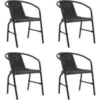 vidaXL Garden Chairs 4 pcs Plastic Rattan and Steel 110 kg, Black