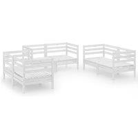vidaXL 6 Piece Garden Lounge Set White Solid Pinewood, White