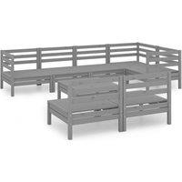 vidaXL 8 Piece Garden Lounge Set Solid Pinewood Grey, Grey