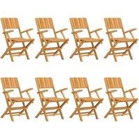vidaXL Folding Garden Chairs 8 pcs 55x61x90 cm Solid Wood Teak, Brown