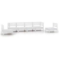 vidaXL 6 Piece Garden Lounge Set White Solid Pinewood, White