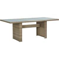 vidaXL Garden Dining Table Brown 200x100x74 cm Glass and Poly Rattan, Brown