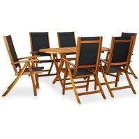 vidaXL 7 Piece Outdoor Dining Set Solid Acacia Wood, Brown