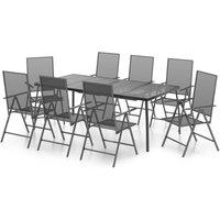 vidaXL 9 Piece Garden Dining Set Anthracite Steel, Grey