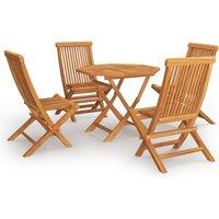 vidaXL 5 Piece Garden Dining Set Solid Teak Wood, Brown