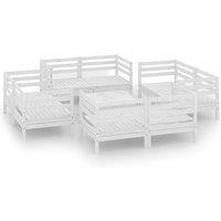 vidaXL 9 Piece Garden Lounge Set White Solid Pinewood, White