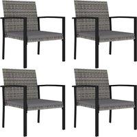 vidaXL Garden Dining Chairs 4 pcs Poly Rattan Grey, Grey