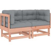 vidaXL Corner Sofas with Cushions 2 pcs Solid Wood Douglas, Brown