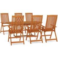 vidaXL 7 Piece Garden Dining Set Solid Wood Eucalyptus, Brown