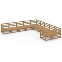 vidaXL 10 Piece Garden Lounge Set Solid Pinewood, Brown