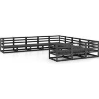 vidaXL 11 Piece Garden Lounge Set Solid Pinewood, Black