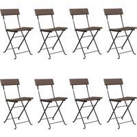 vidaXL Folding Bistro Chairs 8 pcs Brown Poly Rattan and Steel, Brown