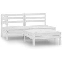 vidaXL 3 Piece Garden Lounge Set Solid Pinewood White, White