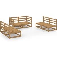 vidaXL 6 Piece Garden Lounge Set Honey Brown Solid Pinewood, Brown