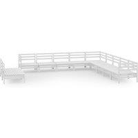 vidaXL 11 Piece Garden Lounge Set Solid Wood Pine White, White