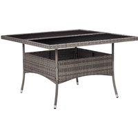 vidaXL Outdoor Dining Table Grey Poly Rattan and Glass, Grey