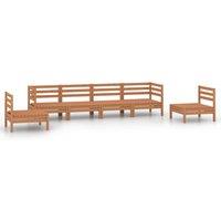 vidaXL 6 Piece Garden Lounge Set Honey Brown Solid Pinewood, Brown