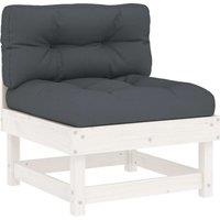 vidaXL Middle Sofa with Cushions White Solid Wood Pine, White