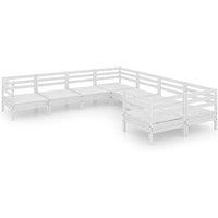 vidaXL 8 Piece Garden Lounge Set Solid Wood Pine White, White