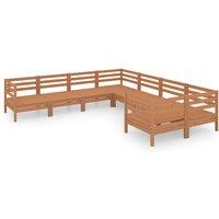 vidaXL 8 Piece Garden Lounge Set Solid Wood Pine Honey Brown, Brown