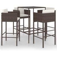 vidaXL 5 Piece Garden Bar Set with Cushions Poly Rattan Brown, Brown