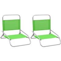 vidaXL Folding Beach Chairs 2 pcs Green Fabric, Green
